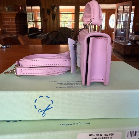 Off-White Pink Mini Top Handle Bag with Silver Logo - Picture 4 of 9